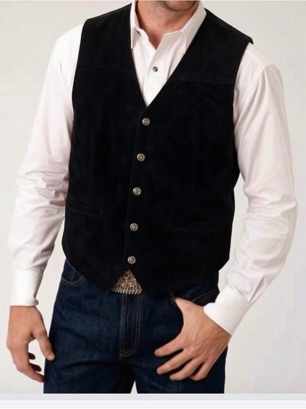 Paragraff Genuine Black Leather Men’s Vest. Medium